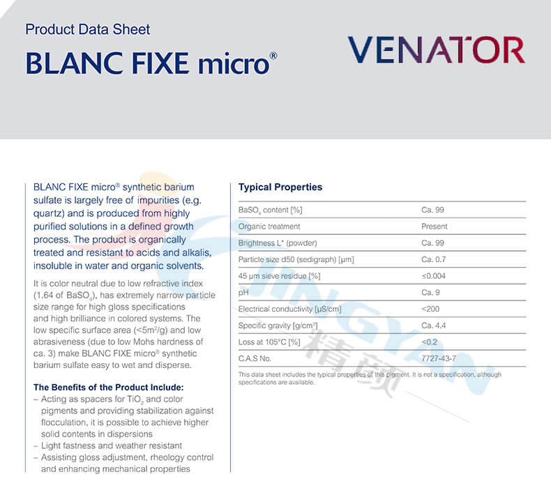 莎哈利本Micro超細硫酸鋇產品數據表