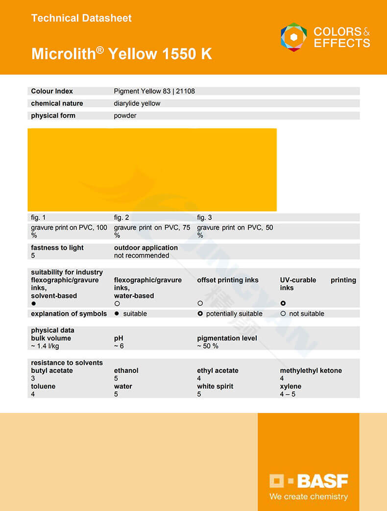 巴斯夫1550K納米顏料黃TDS數據報告