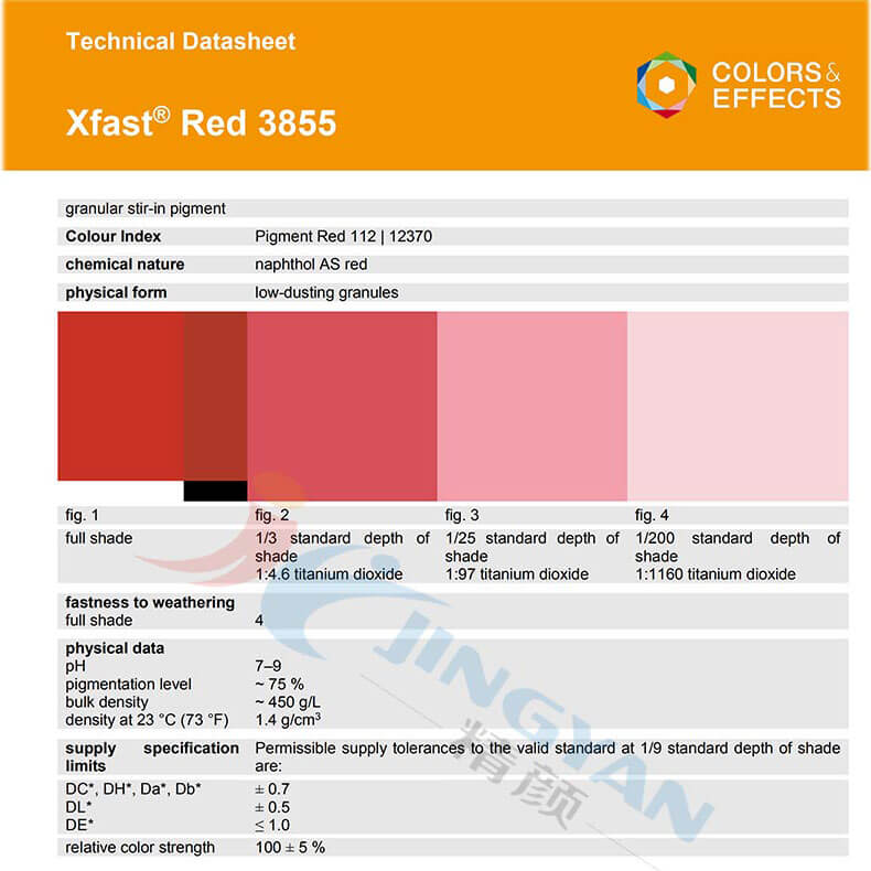 巴斯夫3855紅水溶性顏料TDS技術數據報告